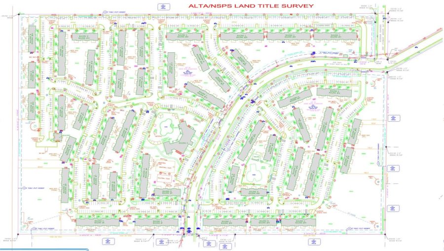 Sample ALTA/NSPS survey drawing drafted for a US land surveyor
