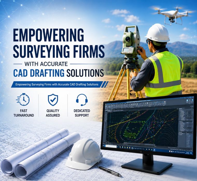 Survey CAD drawing in progress on a drafter's monitor